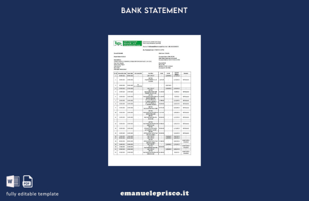 modello di parole dell'estratto conto dell'India Oriental Bank of Commerce in st